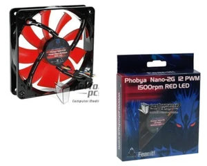Phobya Nano-2G 12 PWM Silent 1500rpm Red LED 120x120x25mm 78266 4049469101763 - Picture 1 of 1