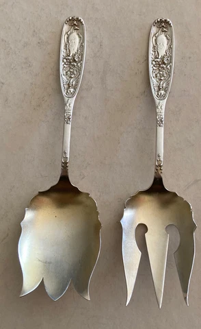 antique 1892 Reed Barton Empire sterling silver salad server serving 2 pieces Cover