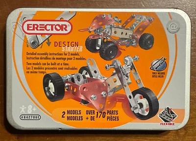 Erector Set Meccano Design Starter 2 Models Over 140 Pieces Sealed - Image 1 of 4