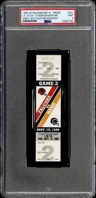 1989 DEION SANDERS NFL Debut & 1st TD PSA 9 Full Ticket Stub Falcons Atlanta ATL - Image 1 of 3