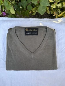 $1285 Loro Piana Cashmere Silk V Neck Sweater Grey Sz XL 56 - Picture 1 of 10