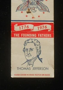 1976 Thomas Jefferson Founding Father Revolution Bicentennial Matchbook - Picture 1 of 1