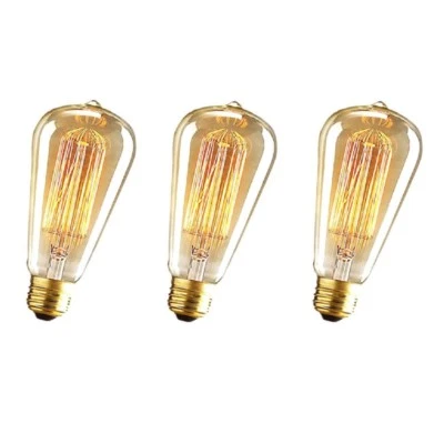 3X Warm Lights Halogen Bulb 40W 220~240V ST64 E27 Screw Holder Lighting Fixture - Image 1 of 4