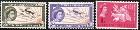 Turks & Caicos 1959 SC# 136-138 Map of Islands '  Protein Food ' MNH FREE SHIP Cover