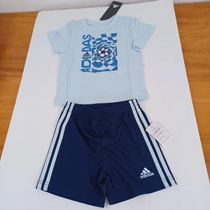Adidas Soccer Graphic T Shirt Shorts Set Size 12M Baby Short Sleeve Pull On - Picture 1 of 9