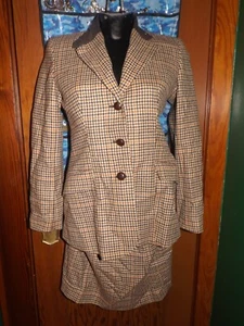 Ann Taylor petites 2 pc brown tweed wool skirt & blazer set size 2 & 4 - Picture 1 of 2