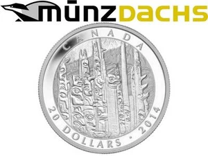 Tótem de plata fina Forest Canadá 2014 Celebrando Emily Carr de $20 dólares 1 oz  - Imagen 1 de 2