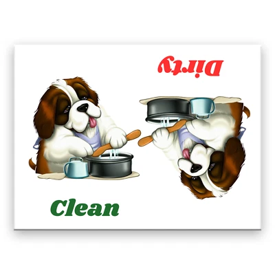 IMÁN PARA LAVAVAJILLAS St Bernard Clean Dirty 3 1/2" x 2 1/2" carcasa de acero Foto 1 de 2