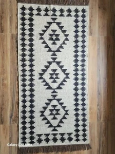 Runner Jute Rug Area Natural White Carpet Rug, Modern Hand Hallway Geometric - Picture 1 of 6