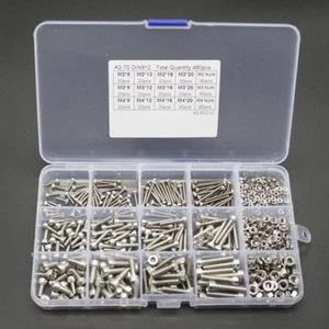 Juego de 480 piezas de tuercas de cabeza hexagonal de acero inoxidable M2 M3 M4 304 + caja - Imagen 1 de 4