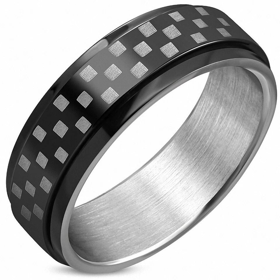 8Mm | Stainless Steel Checker Plate Ring / Two Tone Stainless Steel Grid - Image 1 of 1