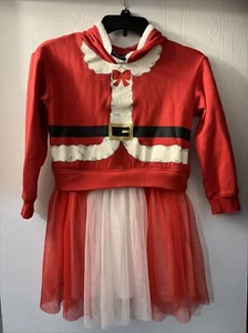 Girls Dress- Well Worn- holiday sweater hoodie santa with tutu Dress Size M(7-8) - Picture 1 of 3