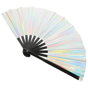 Large Folding Hand Rave Fan Portable Fan Party Festival Holiday Handheld Fan - Picture 1 of 12