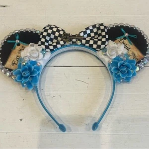 Disney Inspired ALICE IN WONDERLAND Ears Mickey Ears Headband Mad Hatter - Picture 1 of 3