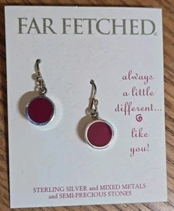 Pendientes colgantes de plata de ley de gran alcance metales mixtos, círculo azul ER-001 - Imagen 1 de 3