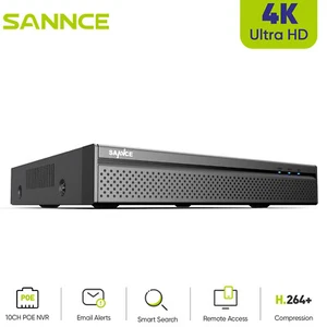 SANNCE 8 CANALES 8 MP H.264+ NVR para seguridad en el hogar sistema POE video HDMI VGA red AI - Imagen 1 de 15