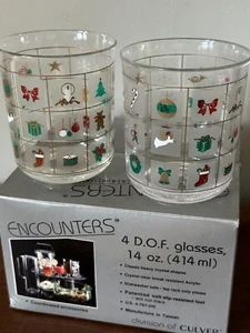 Juego de 4 vasos Culver Encounters acrílico Navidad Noel doble Old Fashion - Imagen 1 de 13