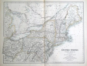VEREINIGTE STAATEN NORDAMERIKA, NORDOSTEN USA Fullarton original antike Karte um 1860 - Bild 1 von 5