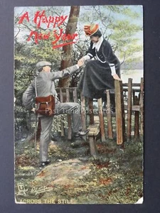 Happy New Year Greeting ACROSS THE STYLE c1909 Postcard by Raphael Tuck 8063 - Foto 1 di 2