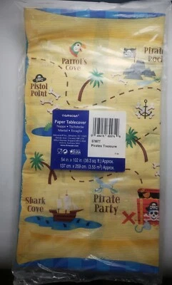 Pirate Birthday Party Tablecover Pirates Treasure Paper 54 x 102 Brand New - Image 1 of 4
