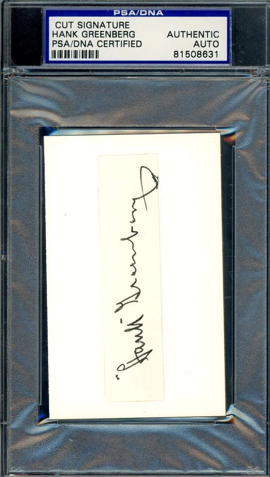 Hank Greenberg PSA DNA Coa Signed 3x5 Index Card Cut Autograph - Image 1 of 1