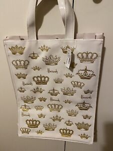 HARRODS GOLD CROWNS TOTE SHOPPING BAG 37 x 27 x 13 cm  LINED  BRAND NEW