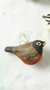 Neu Anthropologie Pappmaché Rotkehlchen Vogel Ornament Weihnachten Weihnachtsbaum - Bild 1 von 5