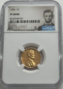 1956 NGC PF68 RD RED PROOF LINCOLN WHEAT PENNY 1C ONE CENT PORTRAIT LABEL
