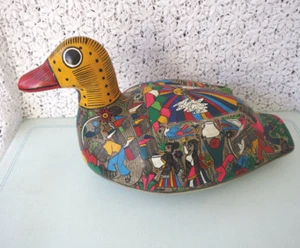 PATO DE CERÁMICA PINTADO NAHUA Cerámica Guerrero México Agricultores Mexicanos Arte Popular 14" - Imagen 1 de 12