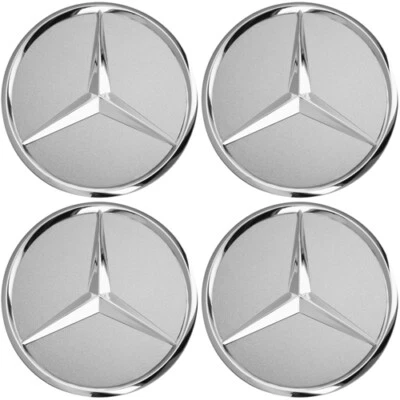 4x Original Mercedes Radnabenabdeckung Stern titansilber 75mm B66470202 Set - Bild 1 von 3