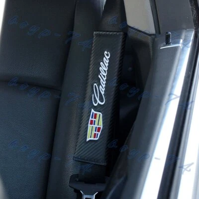 Carbon Fiber Look Embroidery SET of Seat Belt Cover Shoulder Pads for CADILLAC - Image 1 of 4
