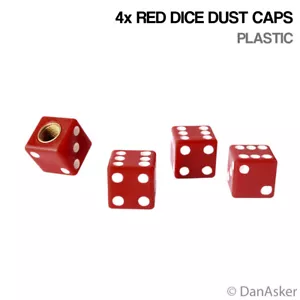 4x Red Dice Car Bike Motorcycle BMX Wheel Tyre Valve Plastic Dust Caps - Picture 1 of 1