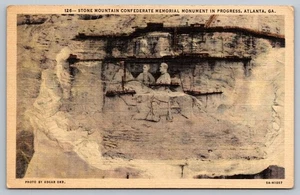 Stone Mountain Confederate Memorial Monument Progress Postcard Atlanta GA - Picture 1 of 2