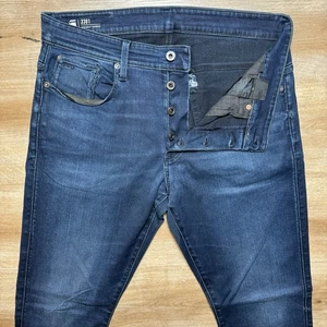 G Star RAW Jeans Men 34x34 Indigo Blue 3301 Straight Tapered Leg Stretch Denim - Picture 1 of 14
