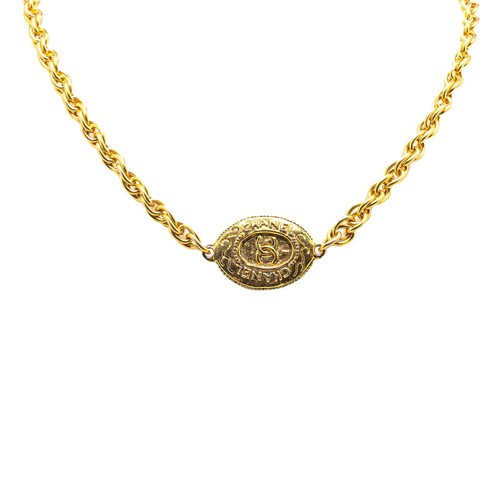 Collana ovale CHANEL Coco Mark logo placcato oro donna