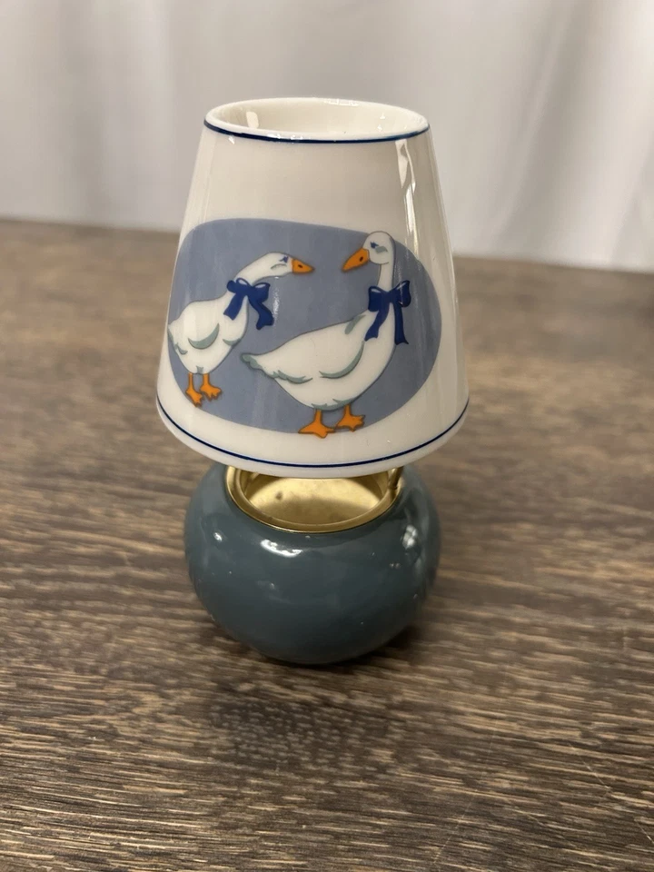 Candelabro votivo de ganso azul brillante suave perfumado lámpara vidrio nuevo stock antiguo Foto 1 de 4