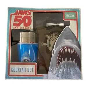 JAWS 50th Anniversary Cocktail Set NEW - 3 Pieces - Shaker, Strainer, Jigger - Picture 1 of 8