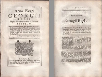 River Dane Northwich to Wheelock Bridge 1720 King George I Act Making Navigable  - Image 1 of 3