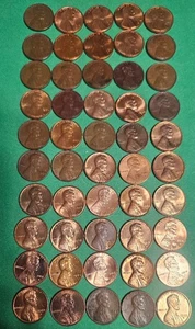 1959-2017 51 Count Roll of Lincoln Memorial Cents US Coins 1c - Bild 1 von 16
