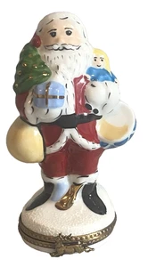 LIMOGES PEINT MAIN Schmuckschatulle-SANTA mit Puppe-Trommel-WEIHNACHTSBAUM-GR RIBIERRE - Bild 1 von 10