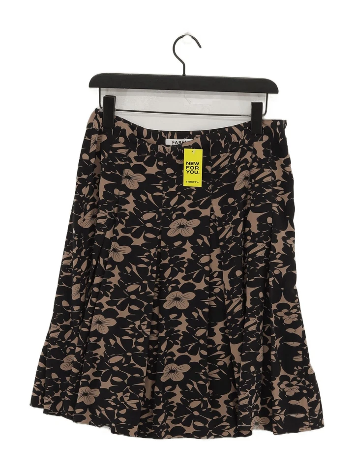 Nicole Farhi Women's Midi Skirt UK 12 Black Floral 100% Silk Midi A-Line - Image 1 of 4