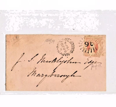 Chalon 1874 1d en cubierta Maryborough tasa de caída. Ray Numeral 96. Foto 1 de 2