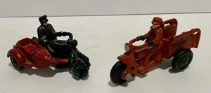 Vintage 1930s Hubley Motorcycle Cast Iron Crash Car Policemen motorcycle sidecar - Picture 1 of 6