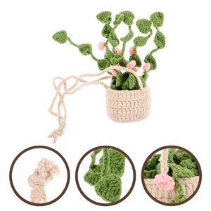 Car Decoration Spider Plant Potted Rear View Mirror Hanging Accessories Crochet - Picture 1 of 12