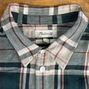 Madewell Twill Easy Long Sleeve Button Up Shirt Peterson Plaid / Smokey Spruce L - Bild 1 von 18