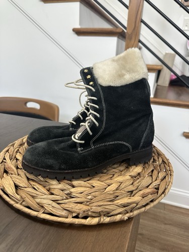 Stivali da combattimento Nike AIR neri scamosciati pelliccia sintetica impermeabili taglia 8 B