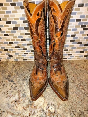 EUC Old Gringo Brown Calf Leather Firebird Cowboy Boots - US Size 9 1/2 D (Mens) - Image 1 of 4