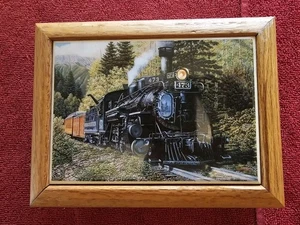 Graphic Art Tiles Train Shape Desk Works Hinged Box - Picture 1 of 21