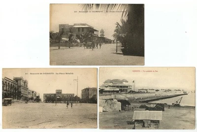 Djibouti 3 postales antiguas, recuerdos de Djibouti, palacio Menelik y vista general de Foto 1 de 4