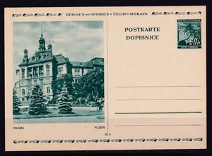 GERMANY BOHEMIA & MORAVIA PREPAID POSTAL CARD PHOTOGRAPH OF PILSEN #C1618 - Picture 1 of 2
